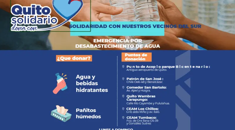 Municipio activa puntos de donación de agua en Quito- Últimas noticias Ecuador