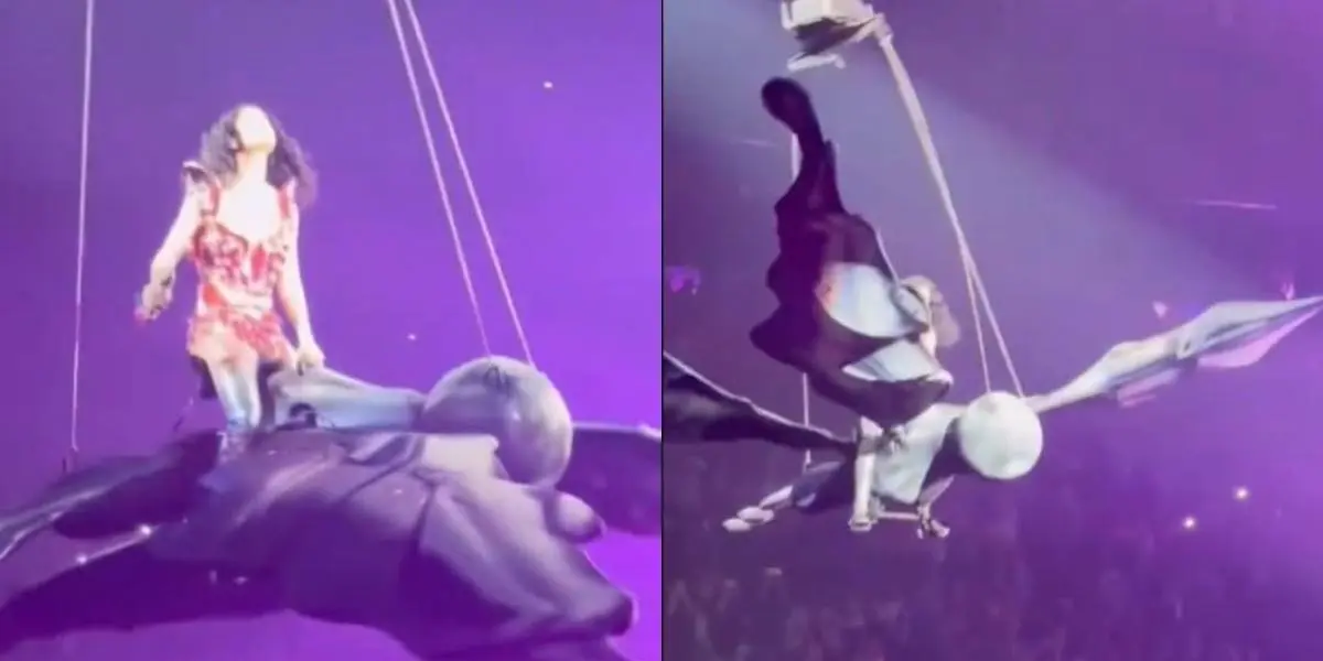 La increíble caída que casi sufren Katy Perry desde su plataforma voladora