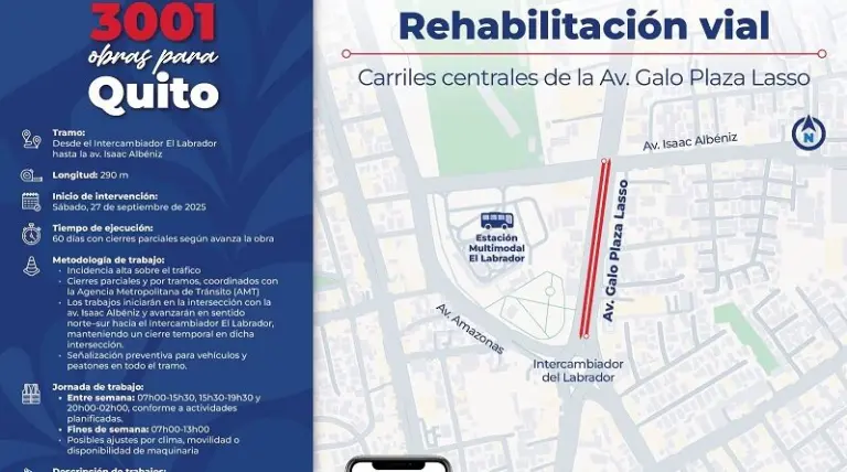 Inicio de trabajos en carriles de Galo Plaza